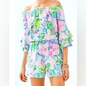 Lilly Pulitzer Calla Romper in the "Mermaid in the Shade